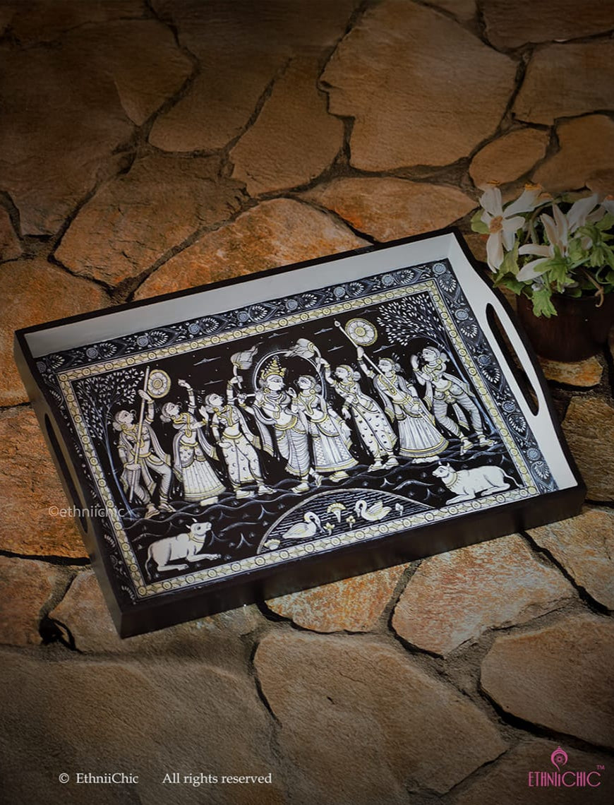 Leela - Pattachitra B and W Big Tray