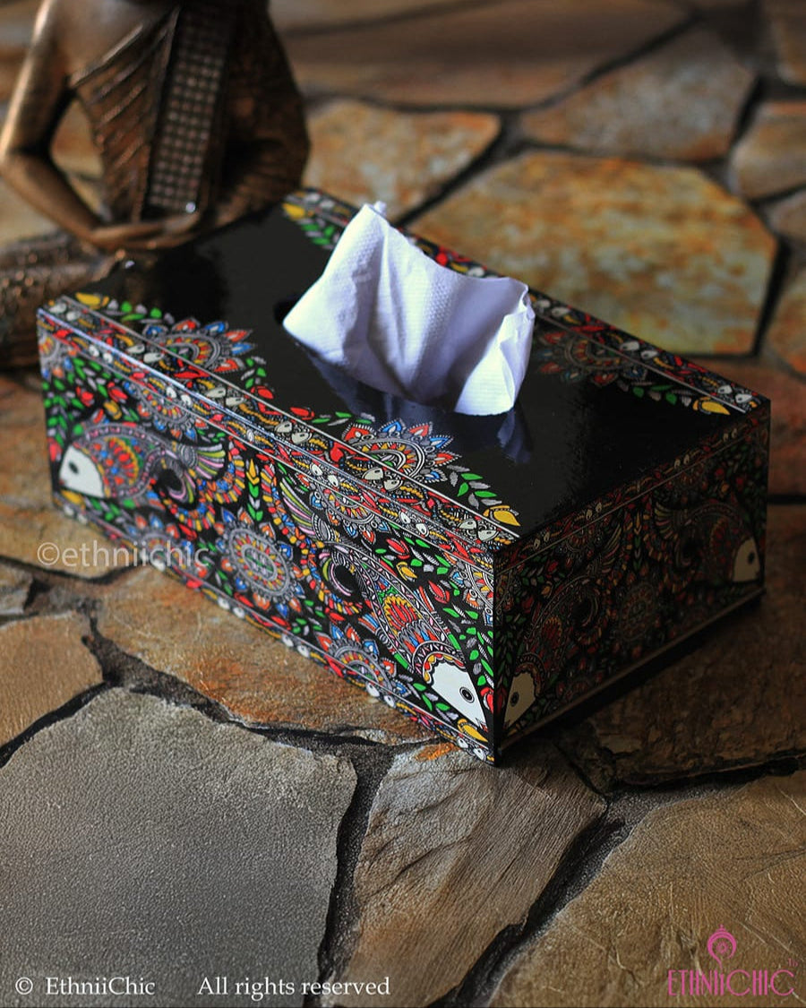 Family Tissue Box - Madhubani Fish Multicolour