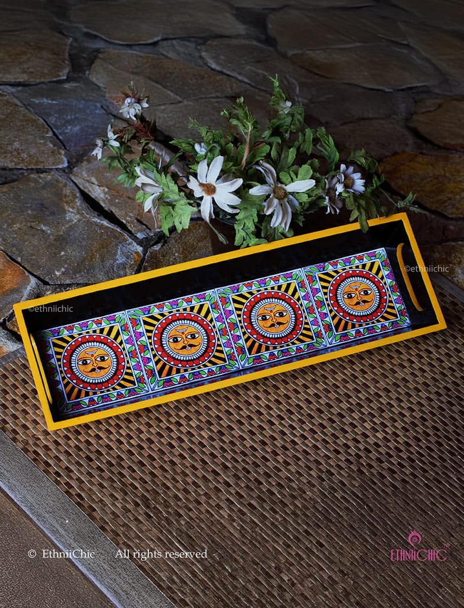 Narrow Tray - Madhubani Sun