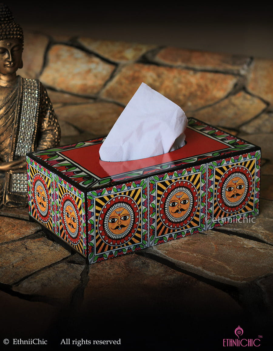 Family Tissue Box - Madhubani Sun