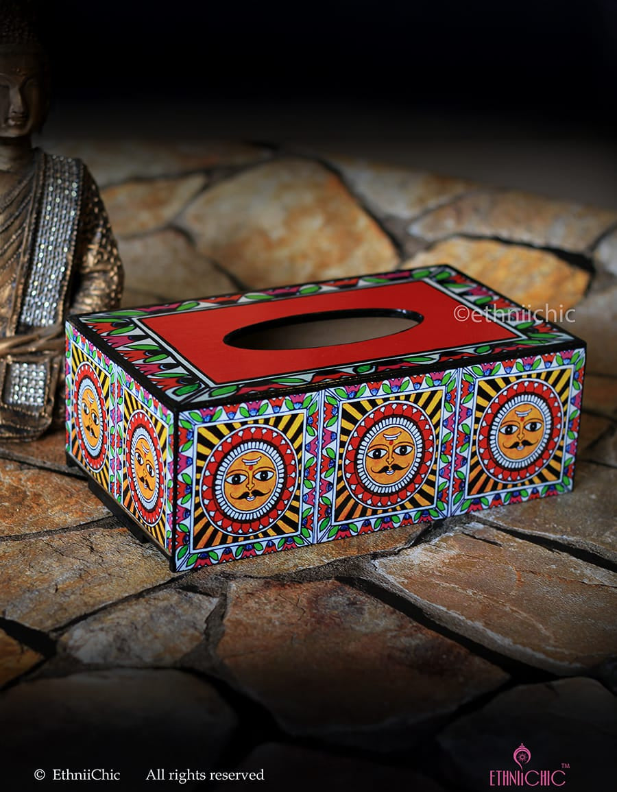 Family Tissue Box - Madhubani Sun