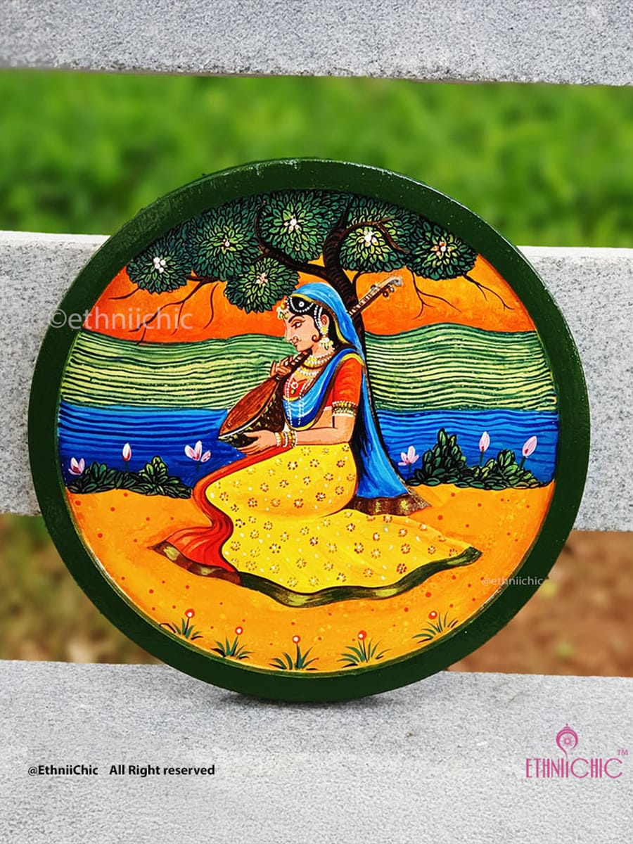 Meera Handpainted Wooden Wall Plate - 10"