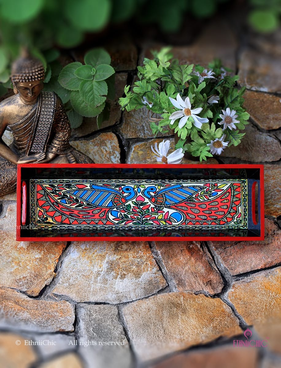 Narrow Tray - Madhubani Peacock