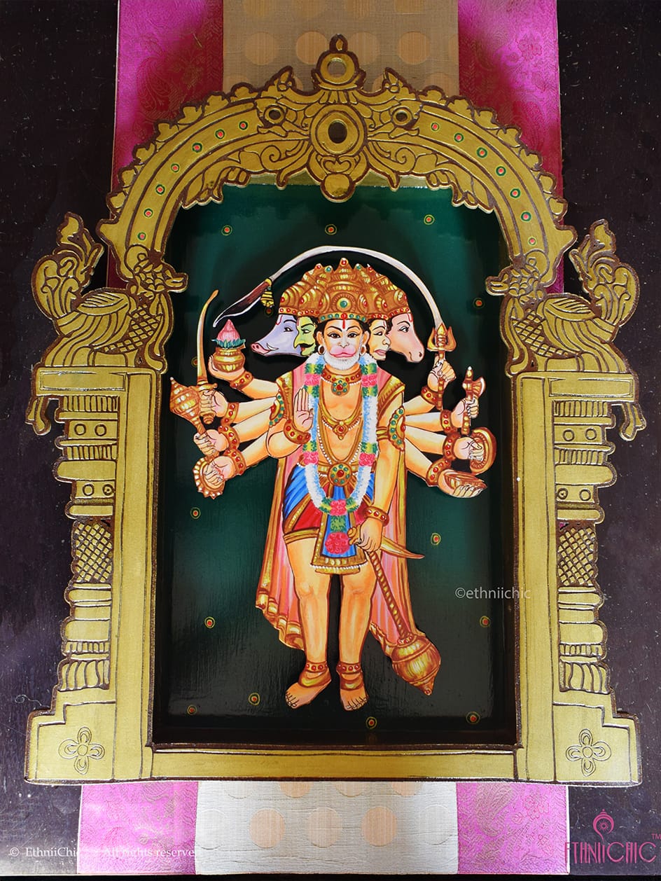 Jumbo Wall Mounting Frame of Panchamukhi Hanuman