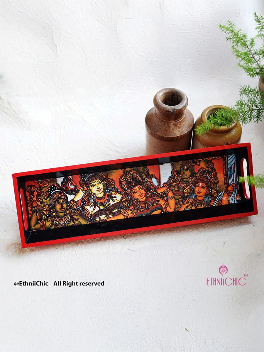 Narrow Tray - Kerala Mural A