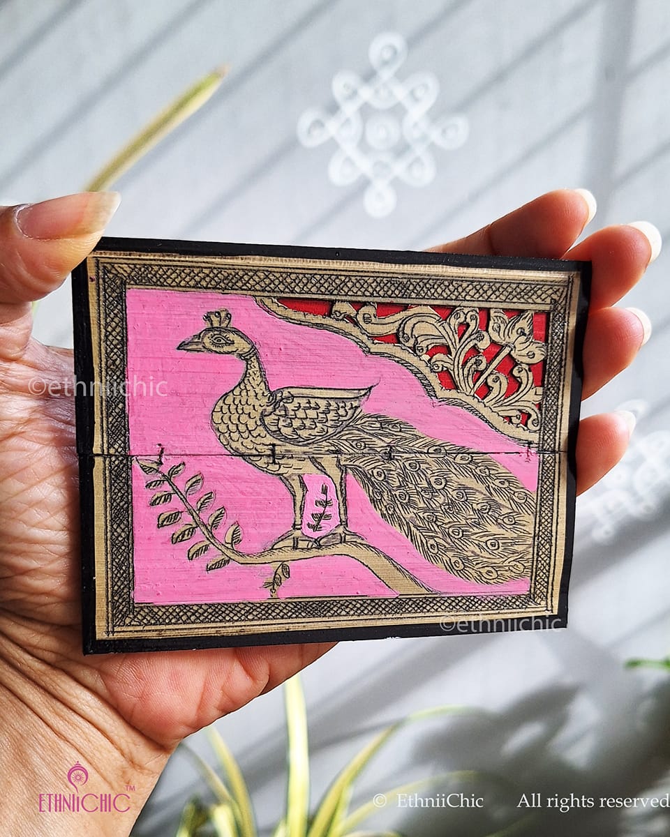 Tala Patra Pattachitra Hand-Painted Fridge Magnet – Peacock