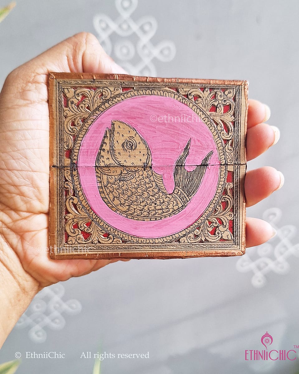 Tala Patra Pattachitra Hand-Painted Fridge Magnet – Fish
