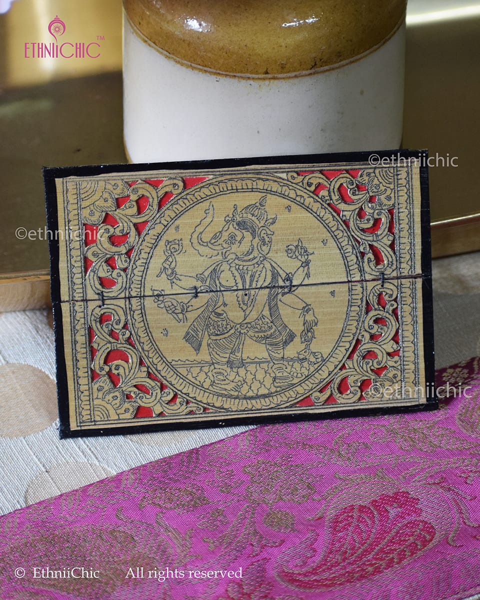 Tala Patra Pattachitra Hand-Painted Fridge Magnet – Ganesha