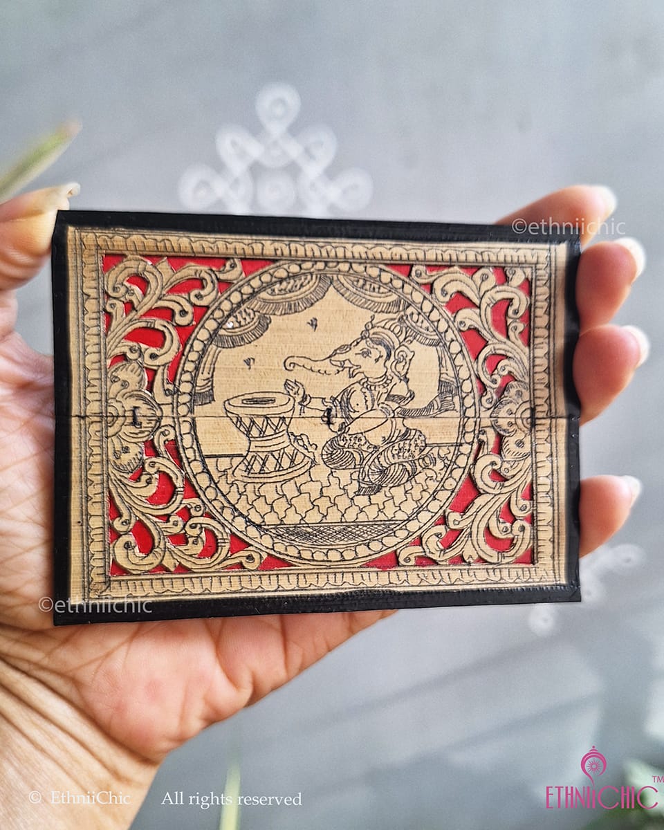 Tala Patra Pattachitra Hand-Painted Fridge Magnet – Ganesha
