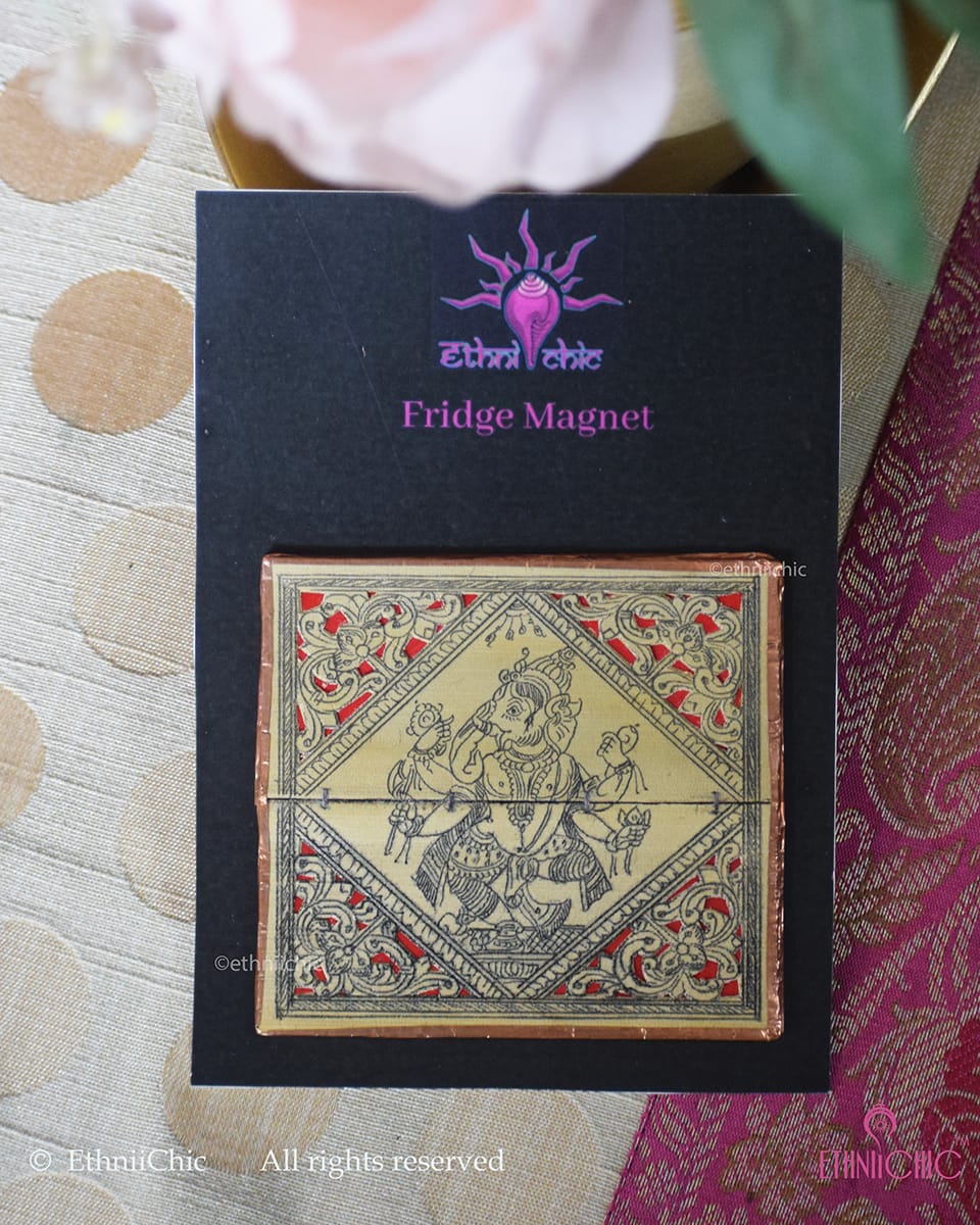 Tala Patra Pattachitra Hand-Painted Fridge Magnet – Ganesha