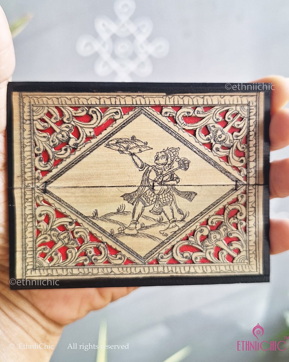 Tala Patra Pattachitra Hand-Painted Fridge Magnet – Hanuman