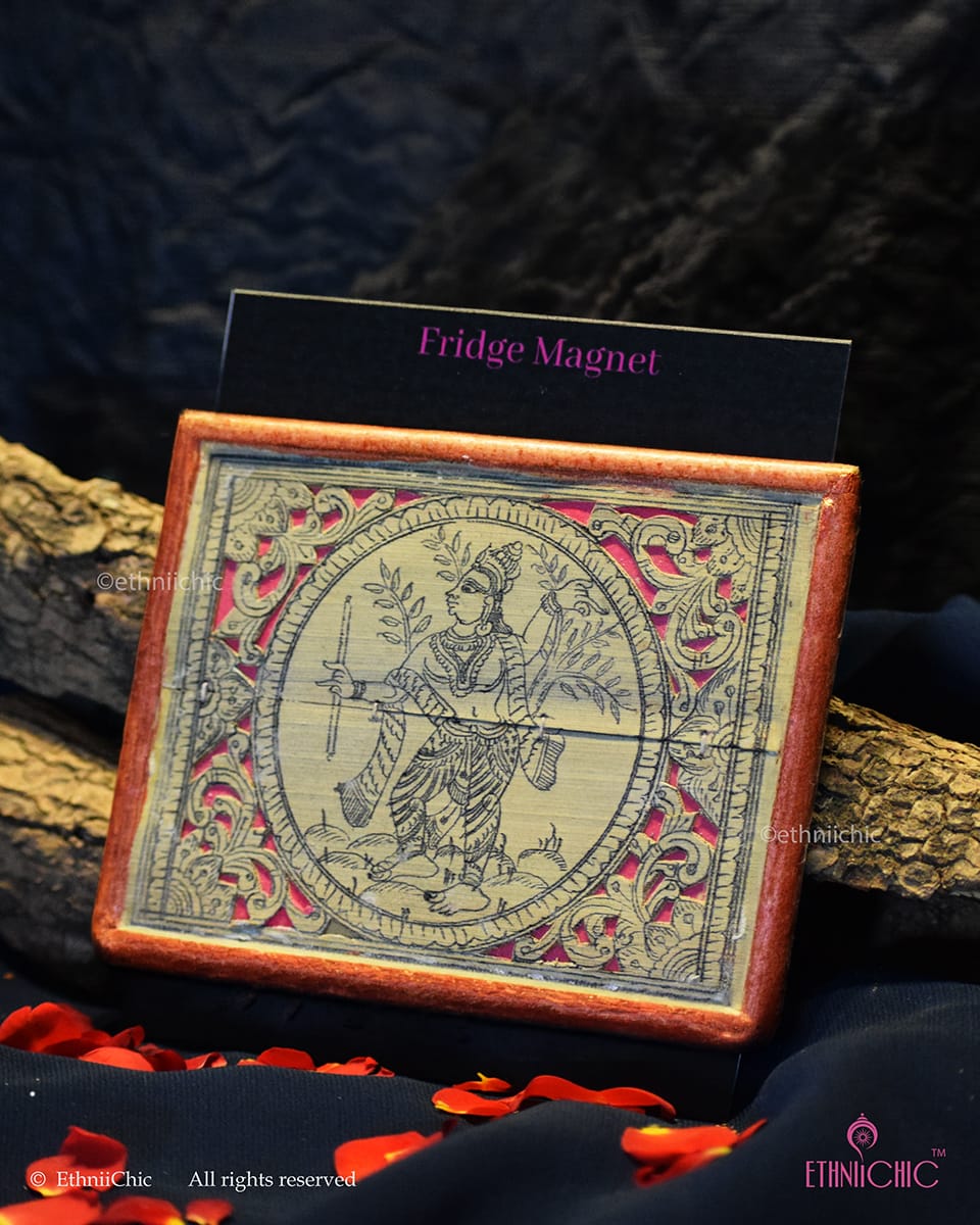 Tala Patra Pattachitra Hand-Painted Fridge Magnet – Krishna