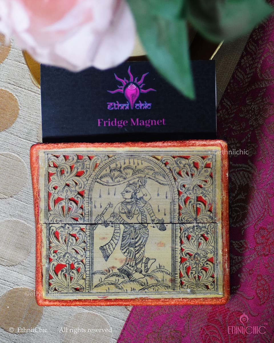 Tala Patra Pattachitra Hand-Painted Fridge Magnet – Krishna