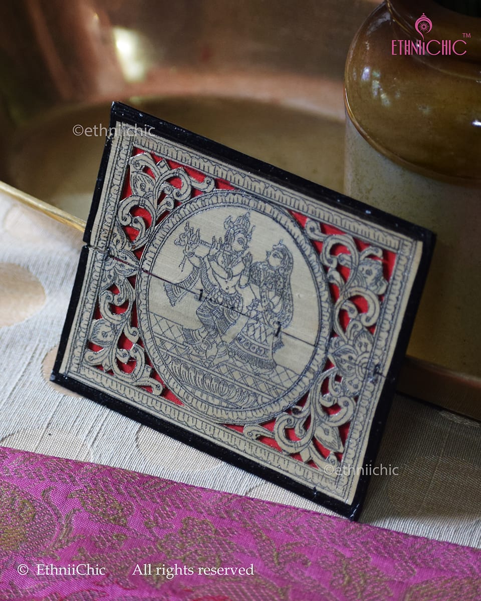 Tala Patra Pattachitra Hand-Painted Fridge Magnet – Krishna Radha