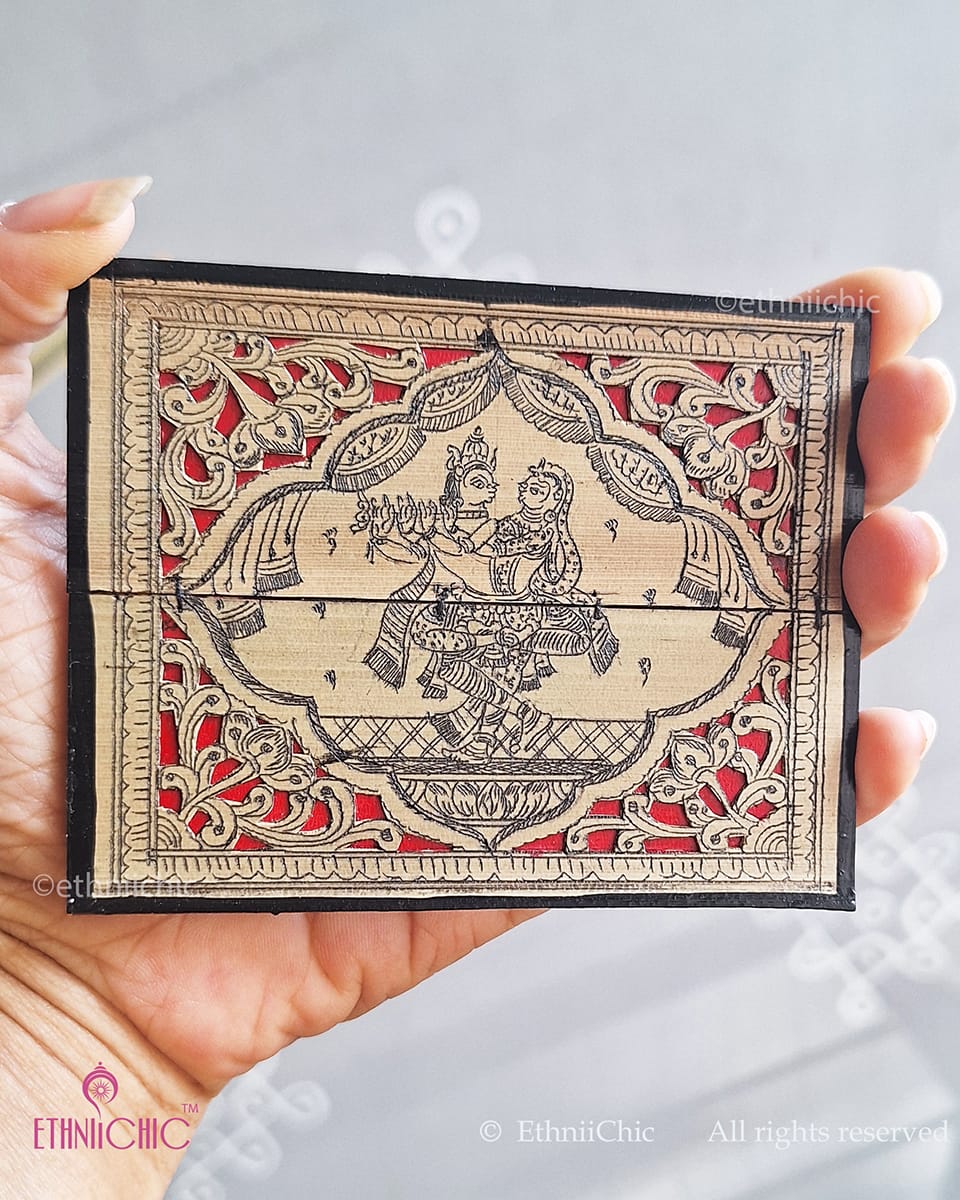 Tala Patra Pattachitra Hand-Painted Fridge Magnet – Krishna Radha