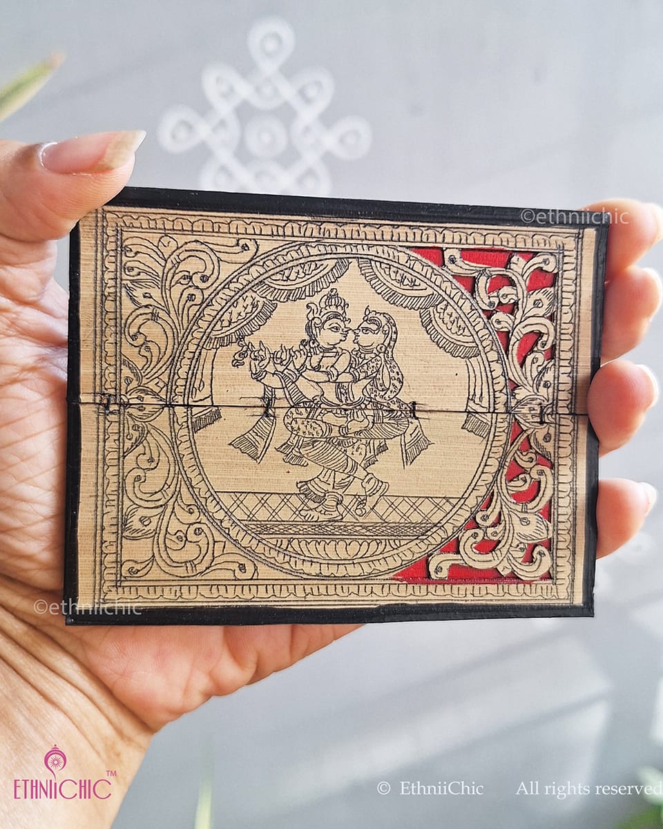 Tala Patra Pattachitra Hand-Painted Fridge Magnet – Krishna Radha
