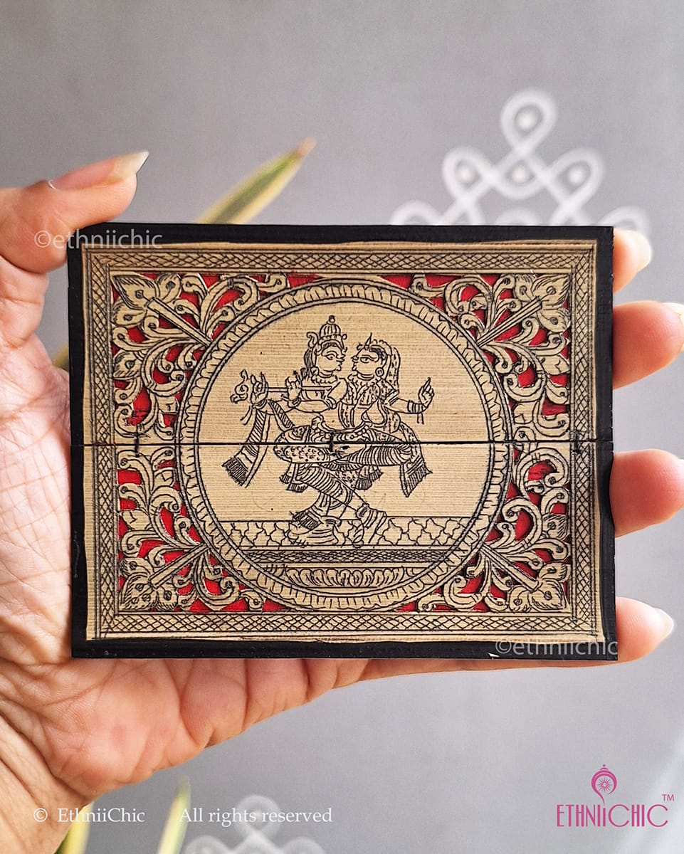 Tala Patra Pattachitra Hand-Painted Fridge Magnet – Krishna Radha