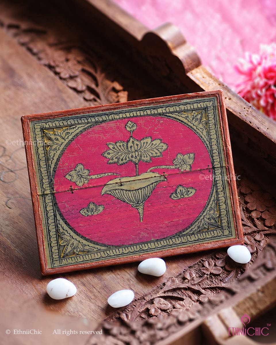Tala Patra Pattachitra Hand-Painted Fridge Magnet – Lotus Motif