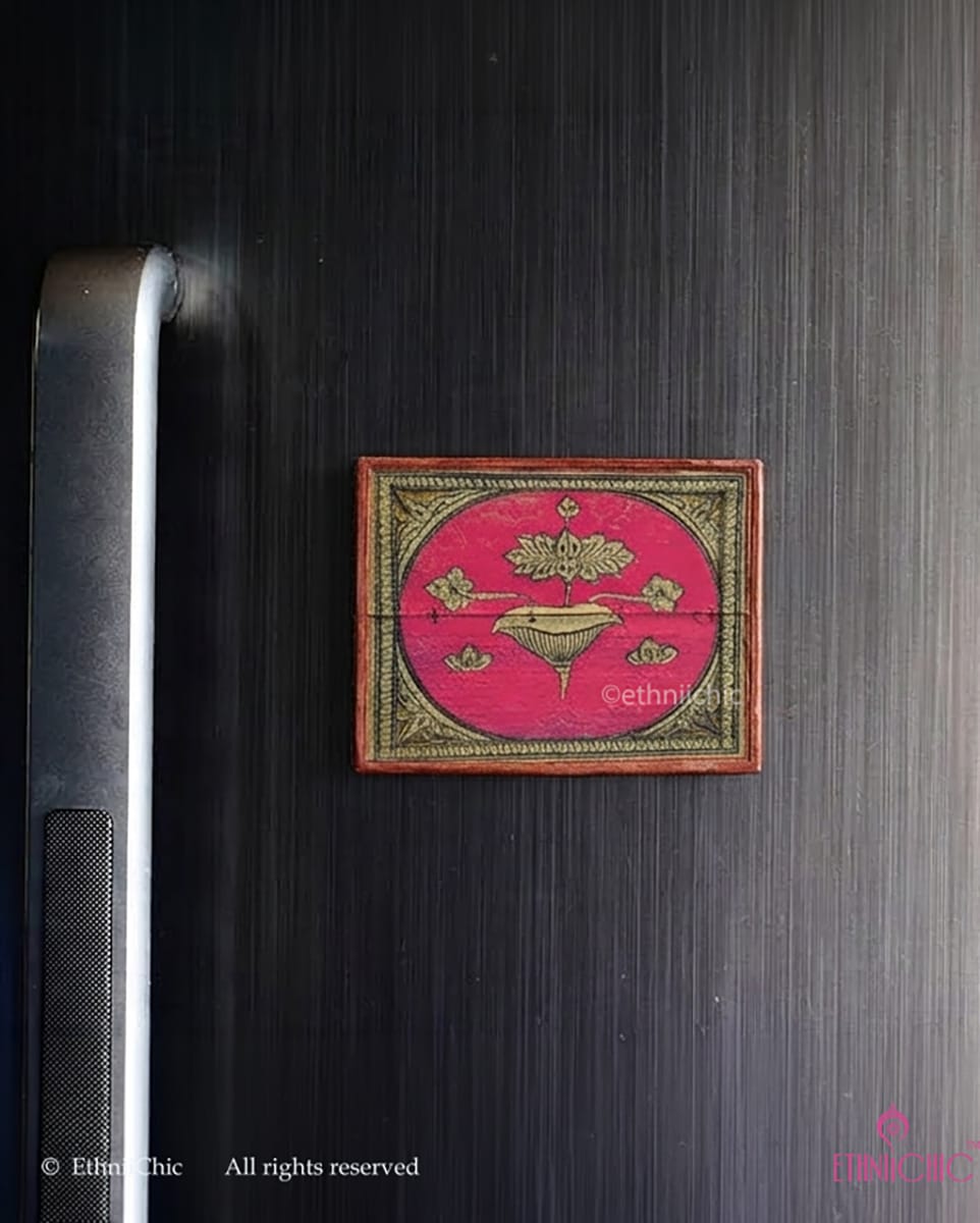 Tala Patra Pattachitra Hand-Painted Fridge Magnet – Lotus Motif