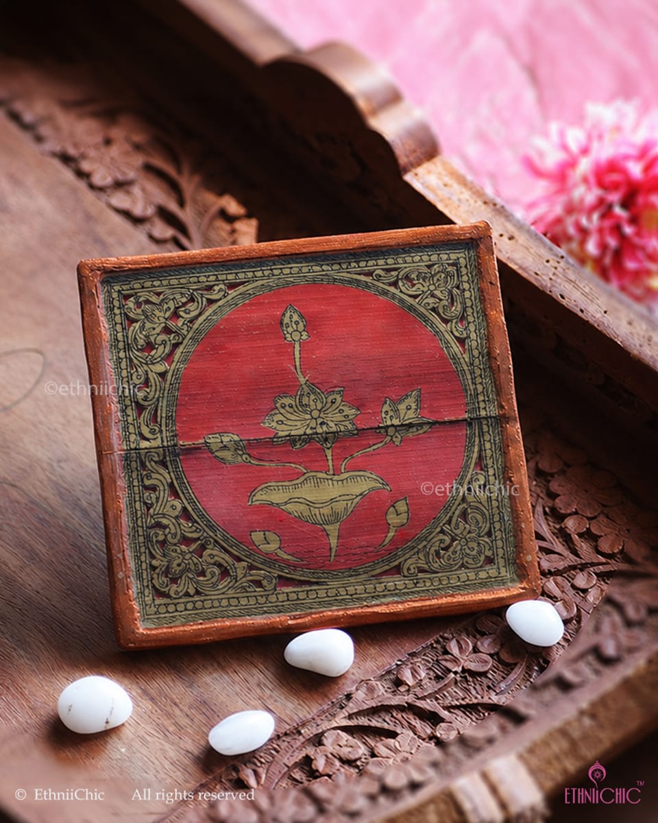 Tala Patra Pattachitra Hand-Painted Fridge Magnet – Lotus Motif