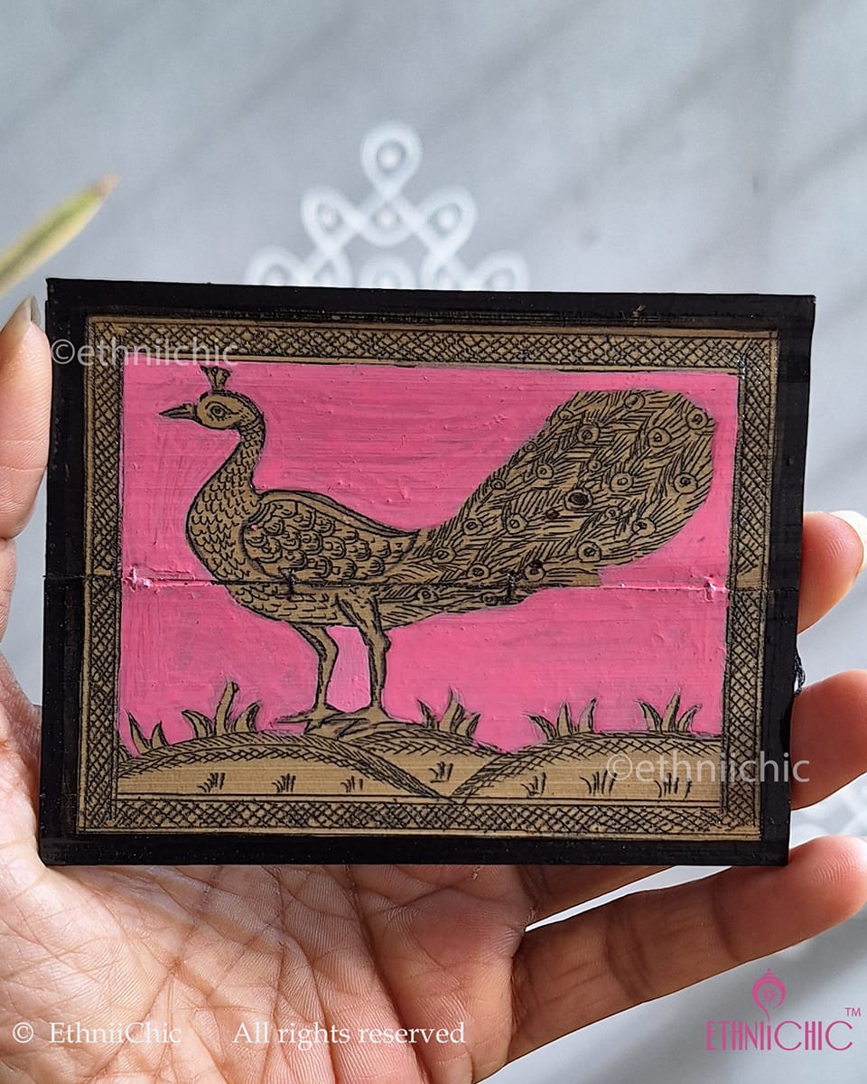 Tala Patra Pattachitra Hand-Painted Fridge Magnet – Peacock