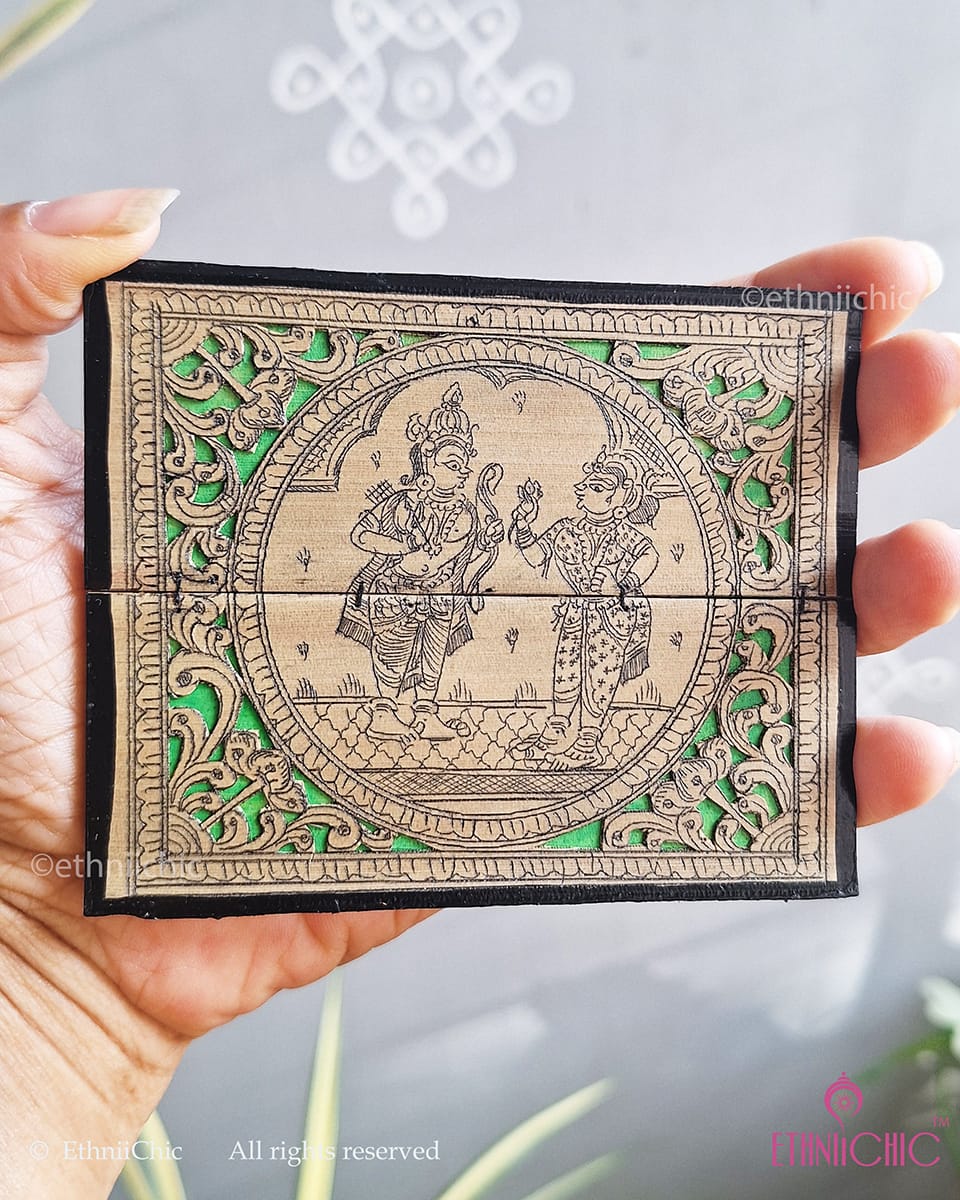 Tala Patra Pattachitra Hand-Painted Fridge Magnet – Ram Sita