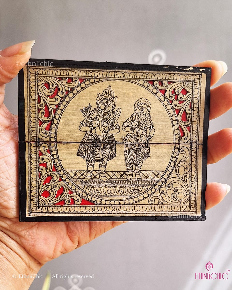 Tala Patra Pattachitra Hand-Painted Fridge Magnet – Ram Sita