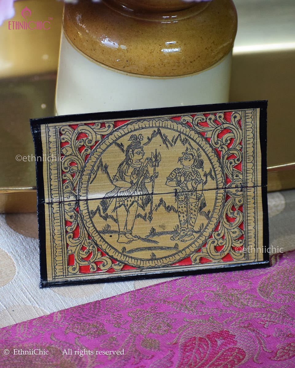 Tala Patra Pattachitra Hand-Painted Fridge Magnet – Shiv Parvathy