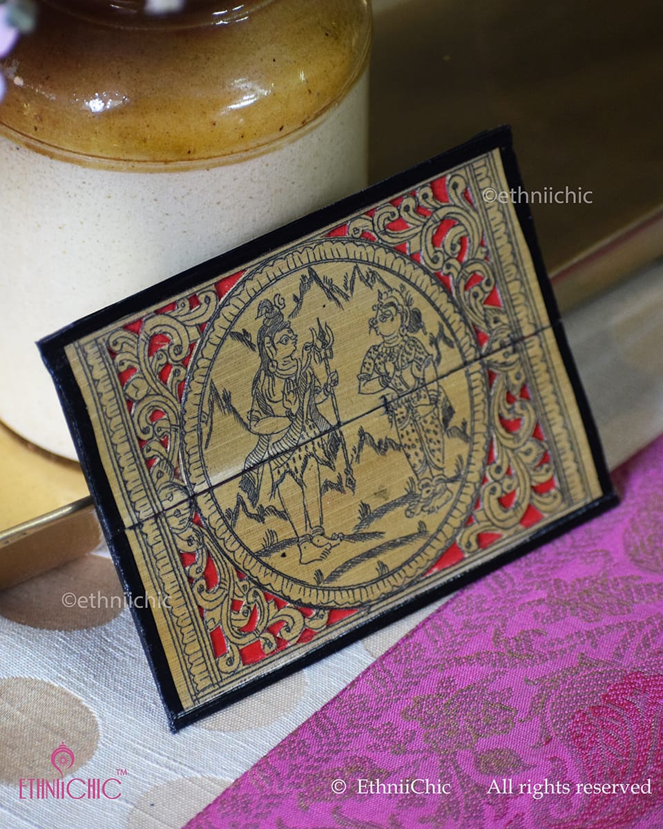 Tala Patra Pattachitra Hand-Painted Fridge Magnet – Shiv Parvathy