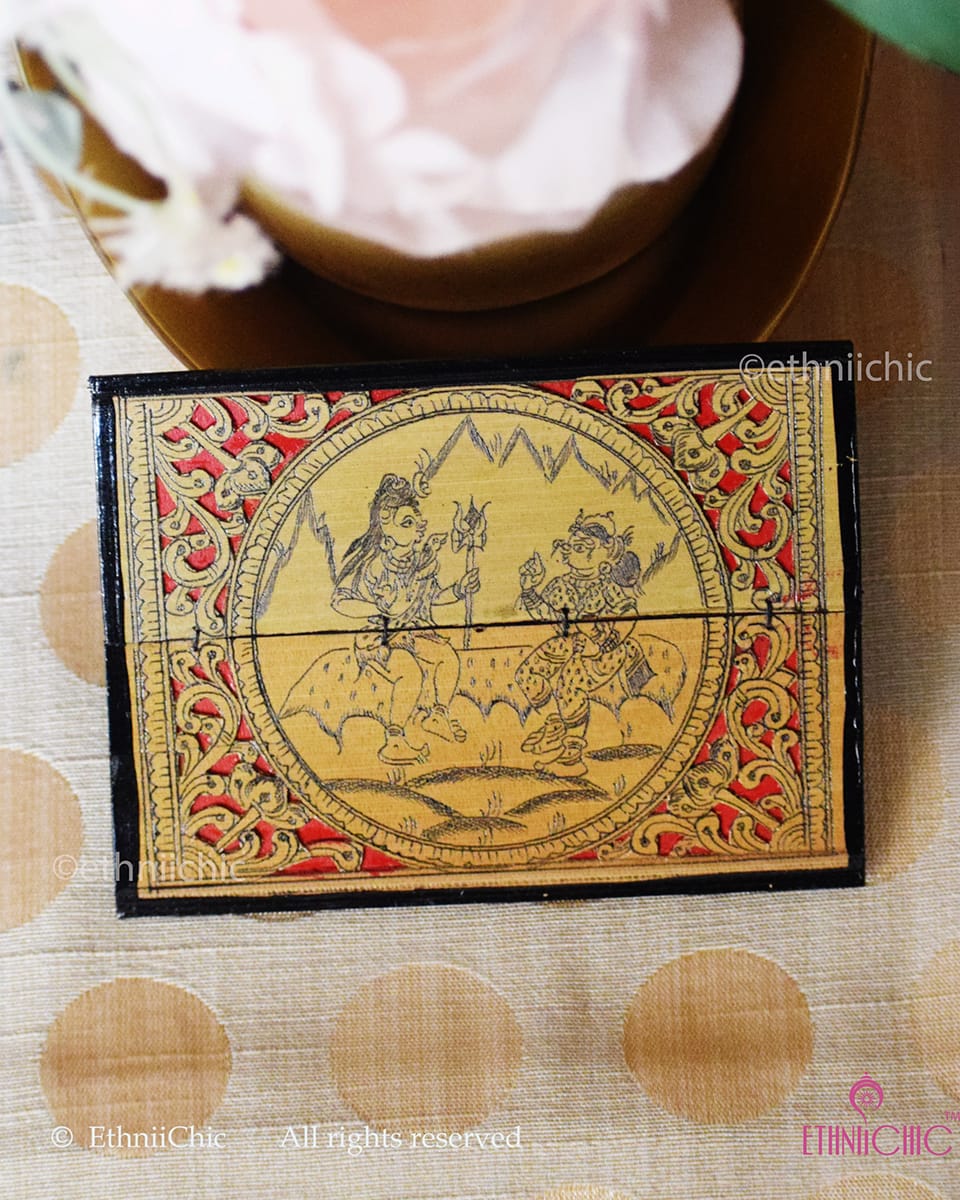 Tala Patra Pattachitra Hand-Painted Fridge Magnet – Shiv Parvathy