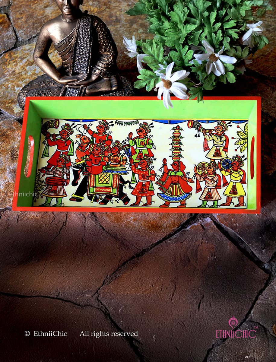 Medium Rectangular Tray - Phad Orange Green