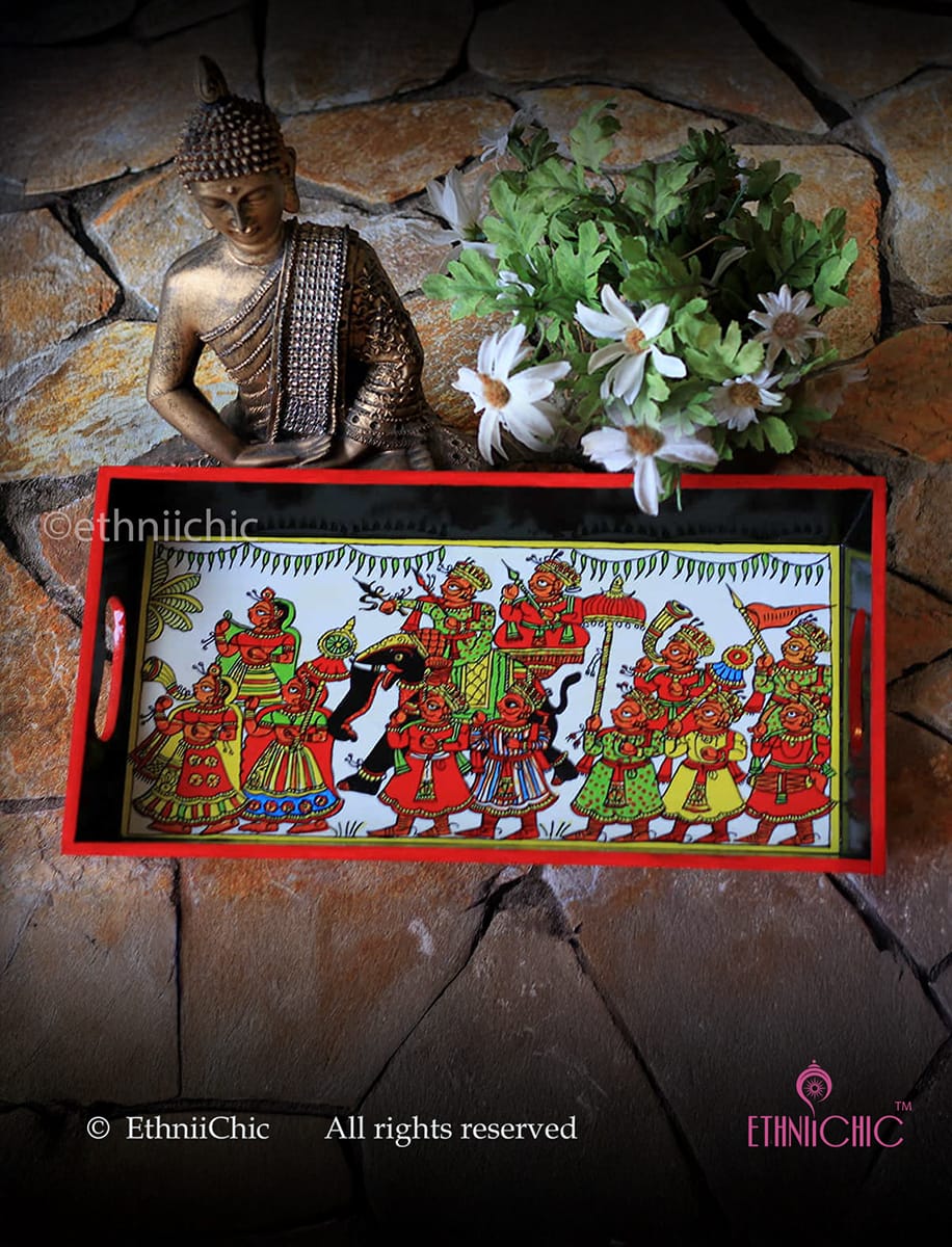 Medium Rectangular Tray - Phad Red n Black