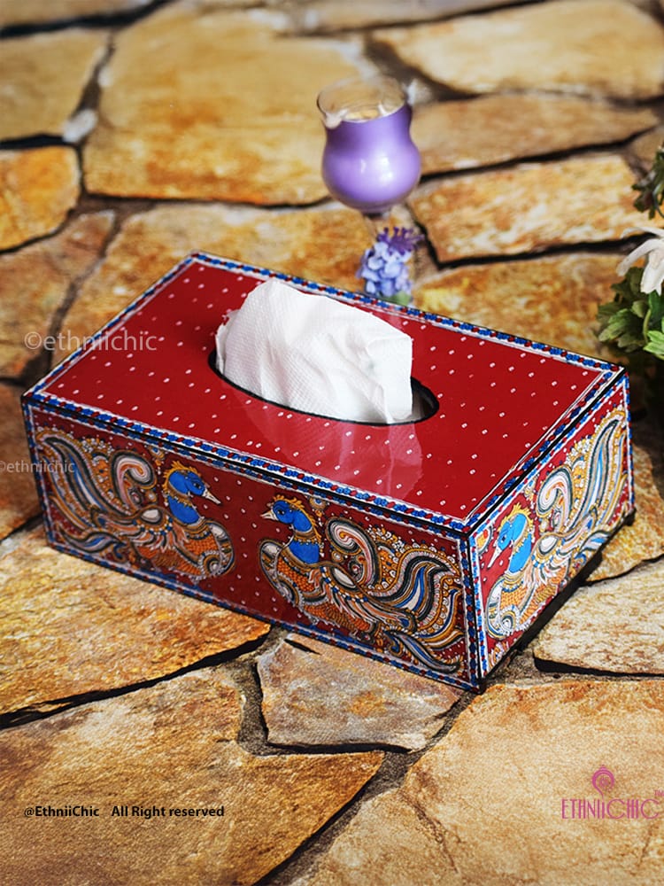 Tissue Box - Kalamkari Peacock