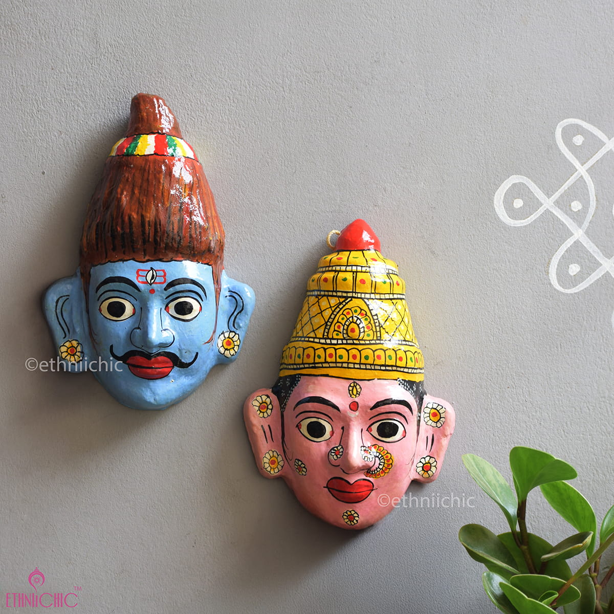 Shiv Parvathy Cheriyal Mask - 9"