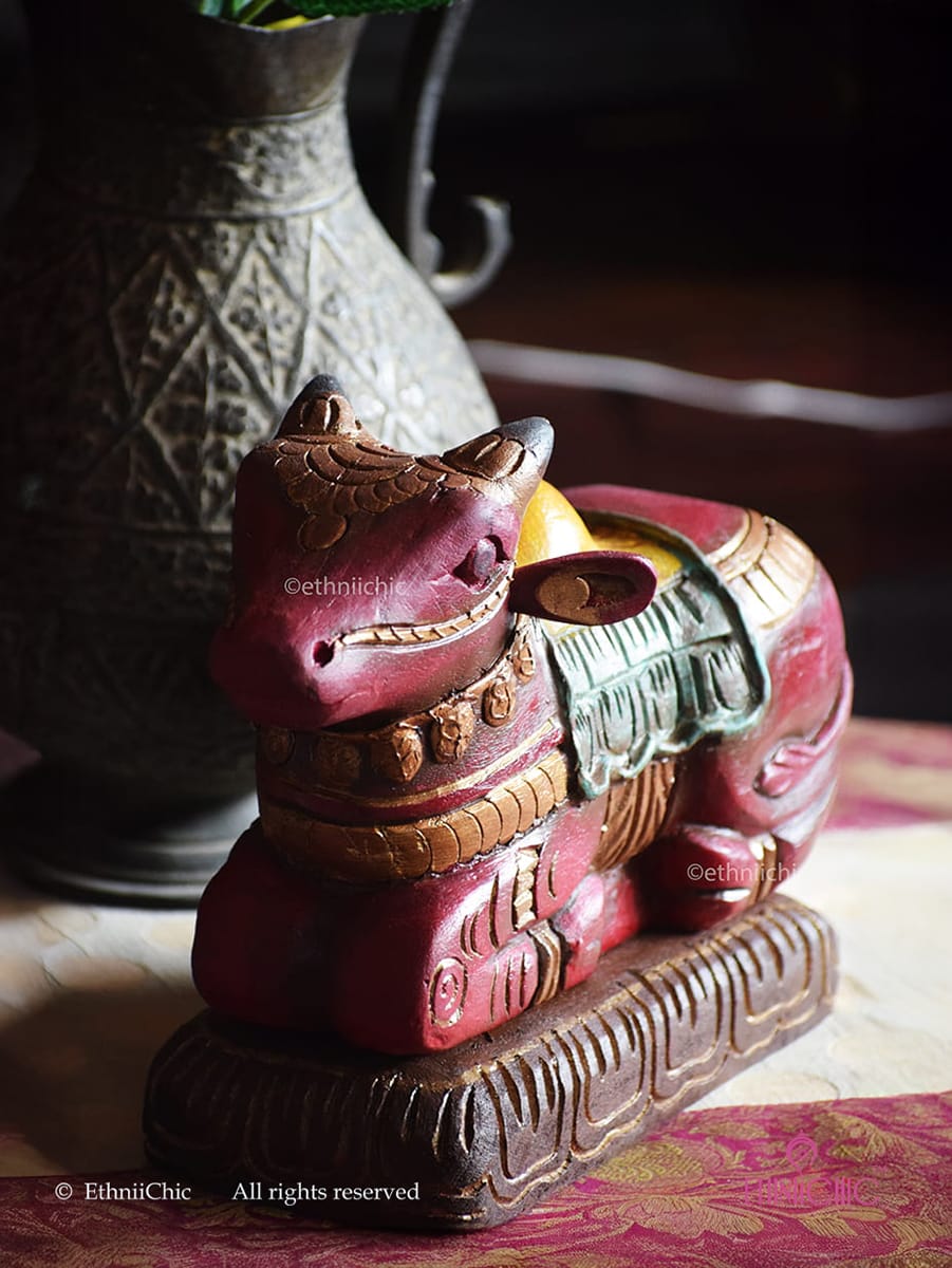 Hand painted Wooden Small Nandi