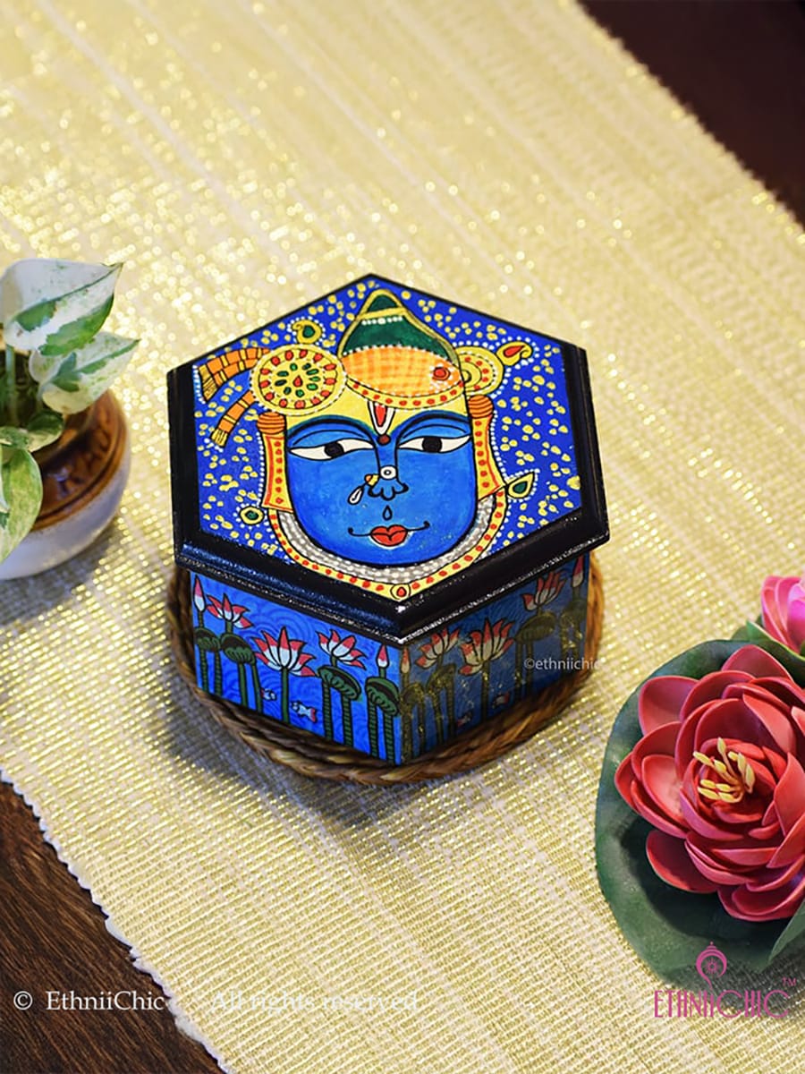 Multipurpose Hexagon Box - Hand painted Srinathji