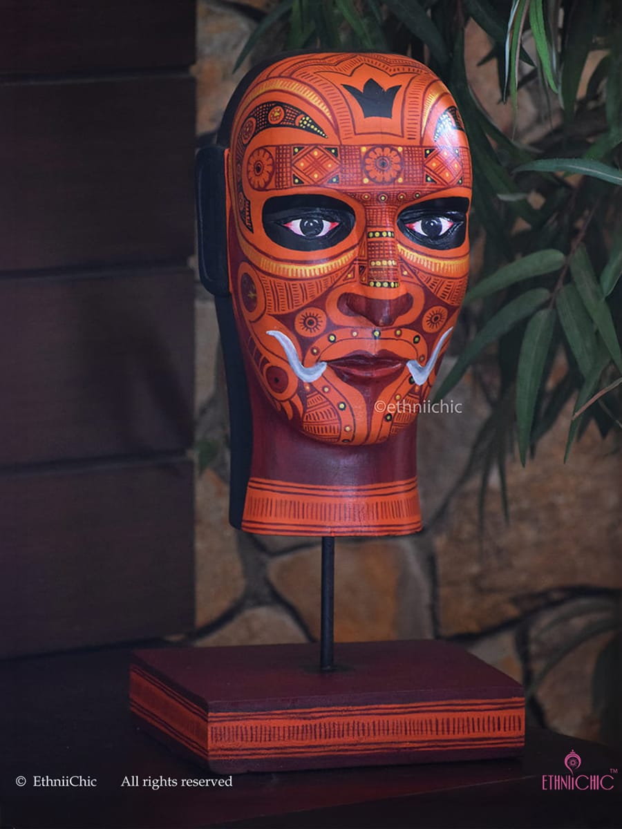 Wooden Theyyam Head with stand