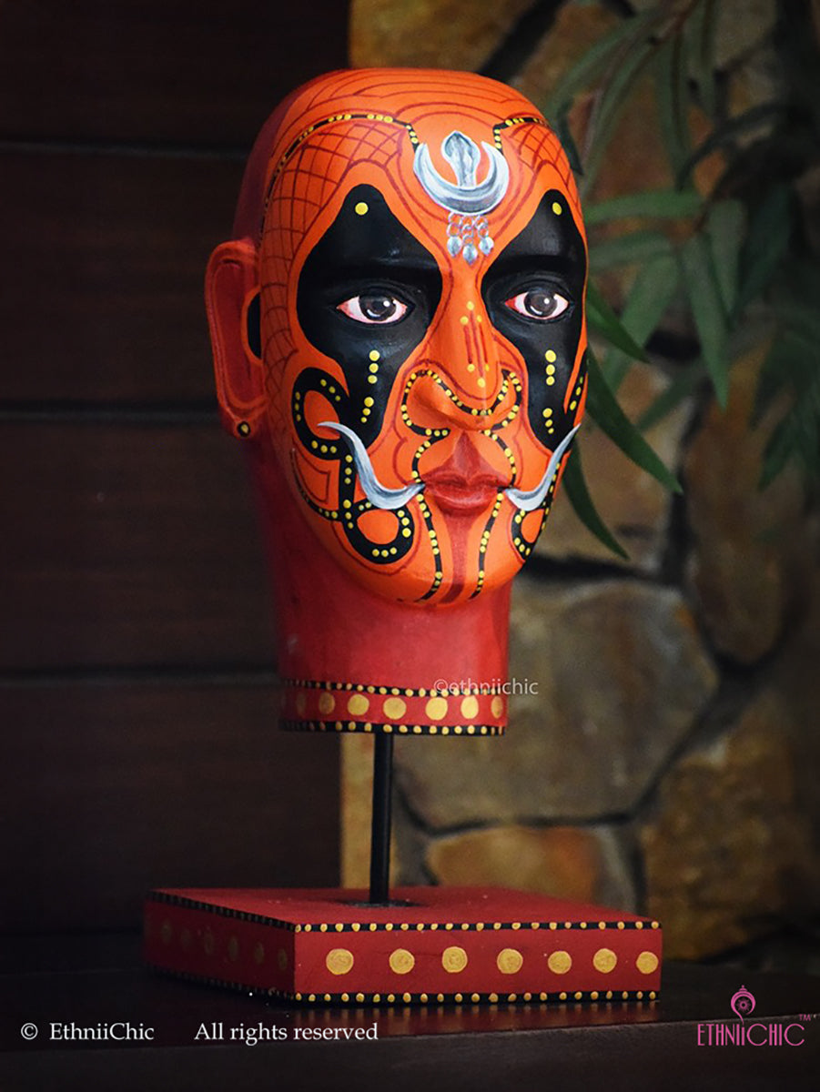 Hand painted Wooden Nagakaali Theyyam Head