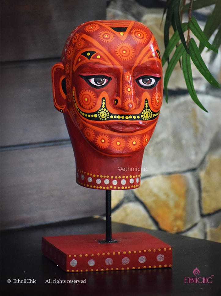 Hand painted Daivathar Theyyam Head Accent