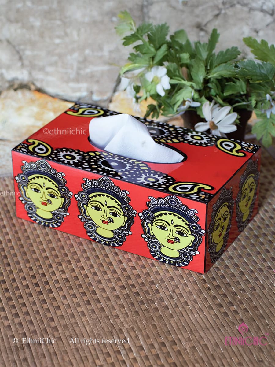 Tissue Box - Kalamkari face