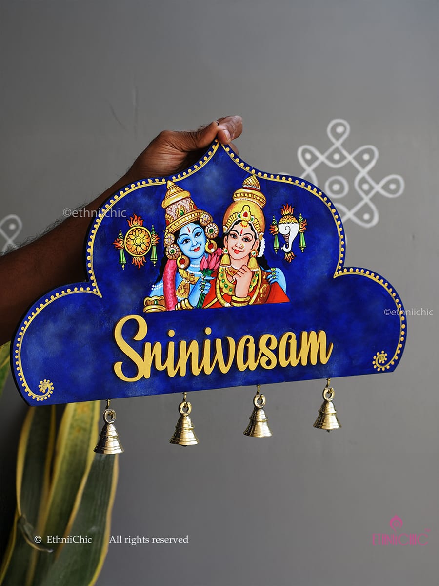 Handpainted Wooden Name board - Lord Venkateswara and Padmavathi Devi