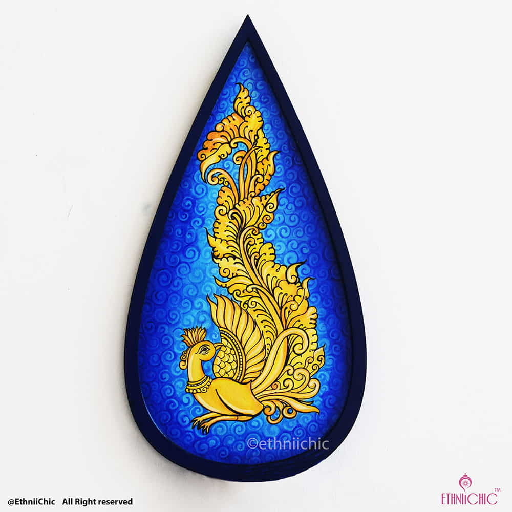 Handpainted Peacock Wooden Wall Plaque 15" - Set of 1 image 0