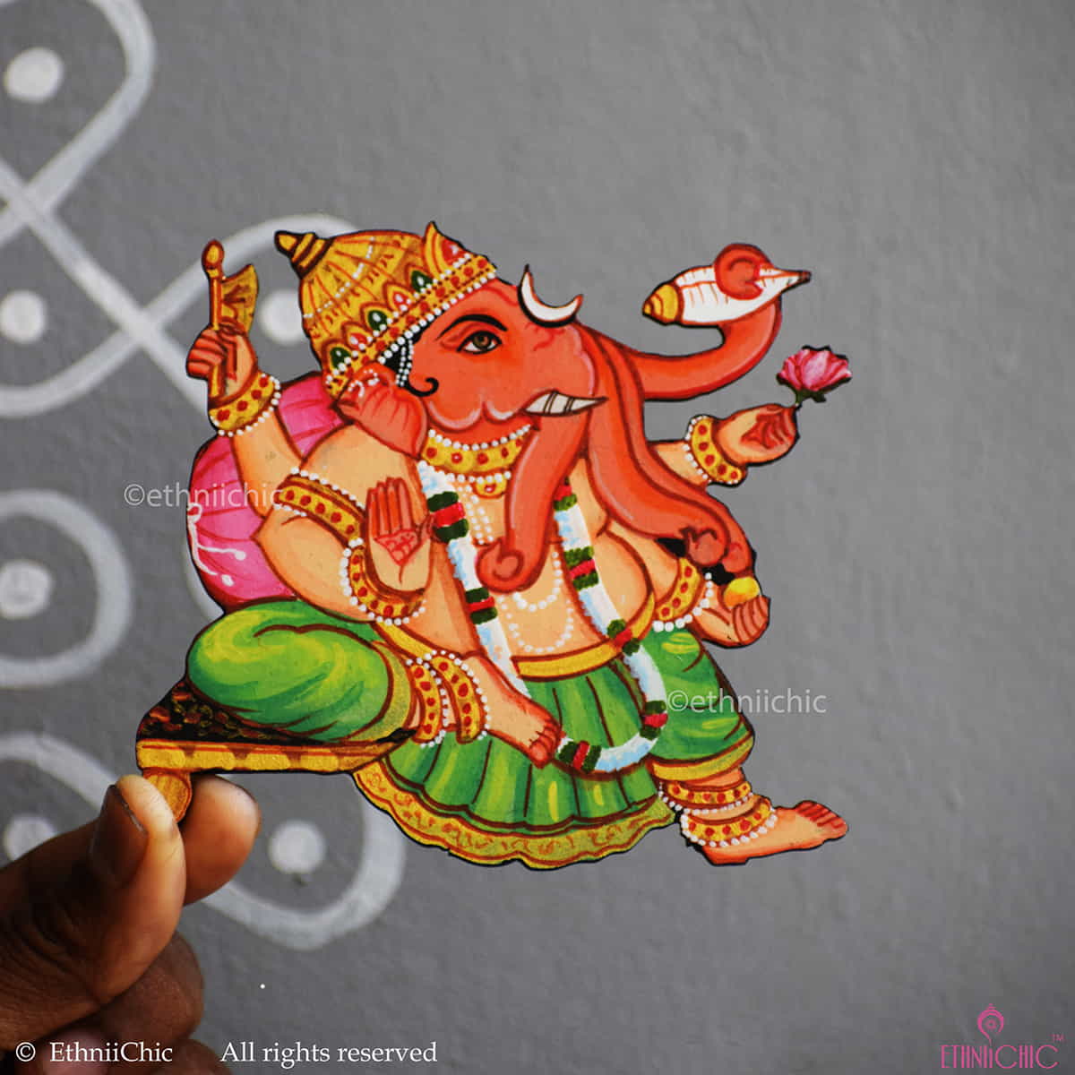 Hand Painted Ganesha Wooden Cut out image 0