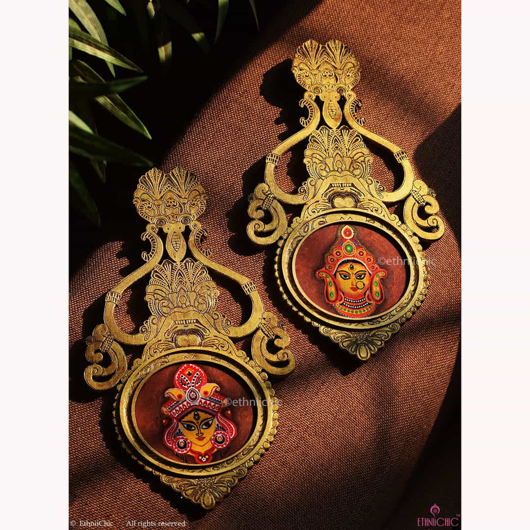 Wooden Aranmula Wall Frames- Durga - set of 2 image 1