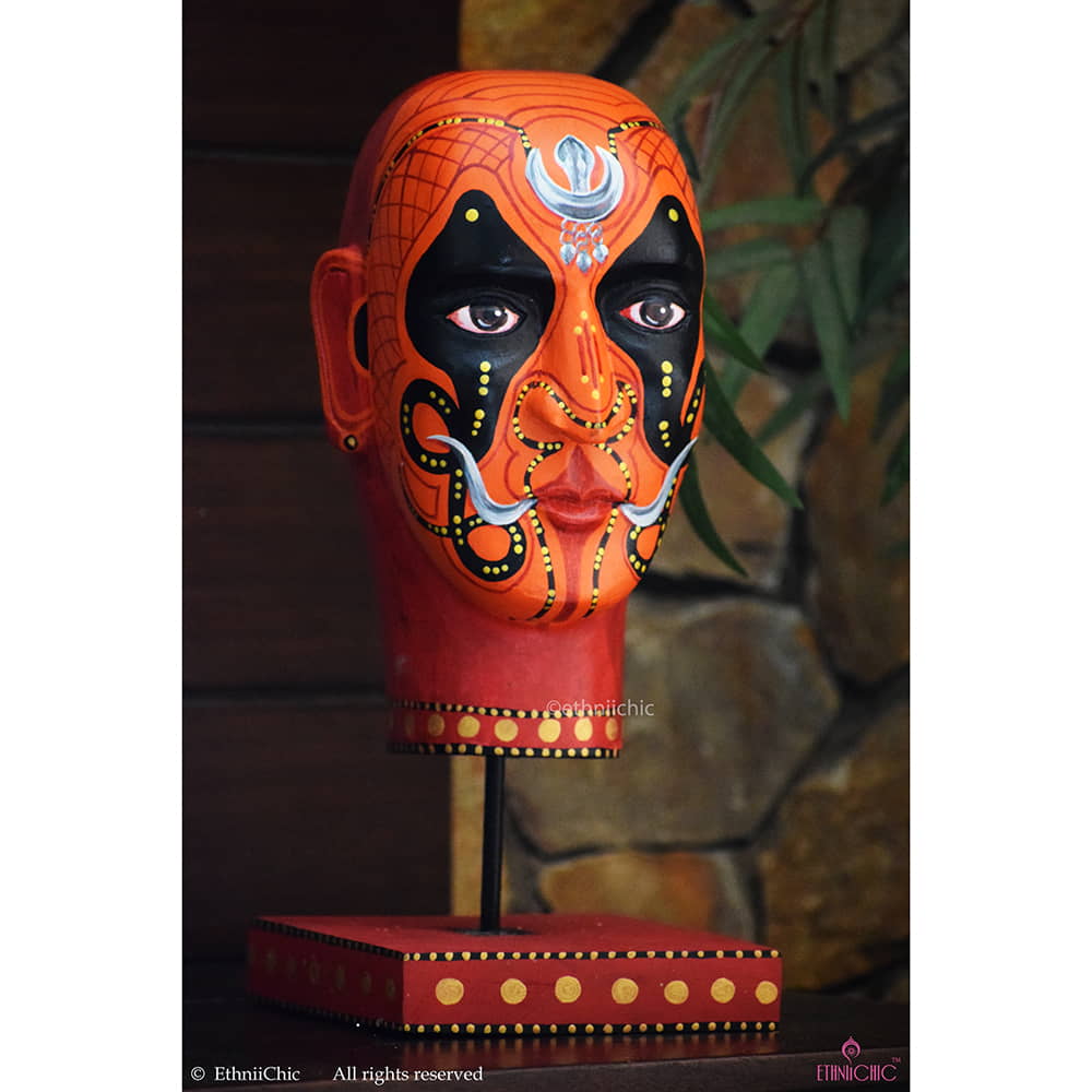 Hand painted Wooden Nagakaali Theyyam Head image 0