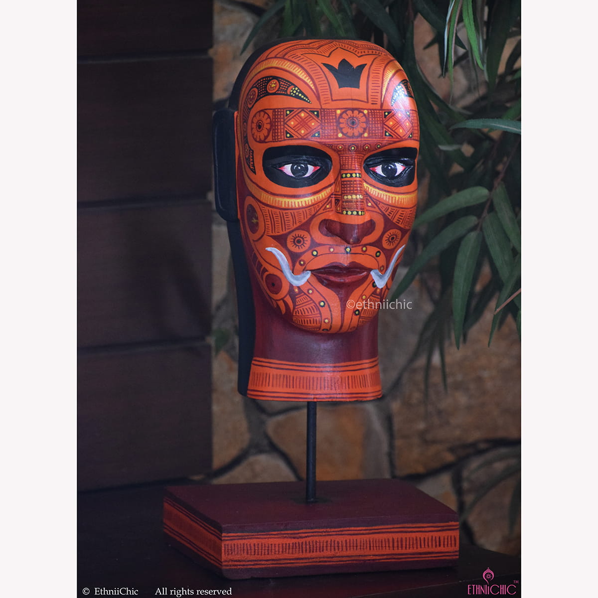 Wooden Theyyam Head with stand image 0