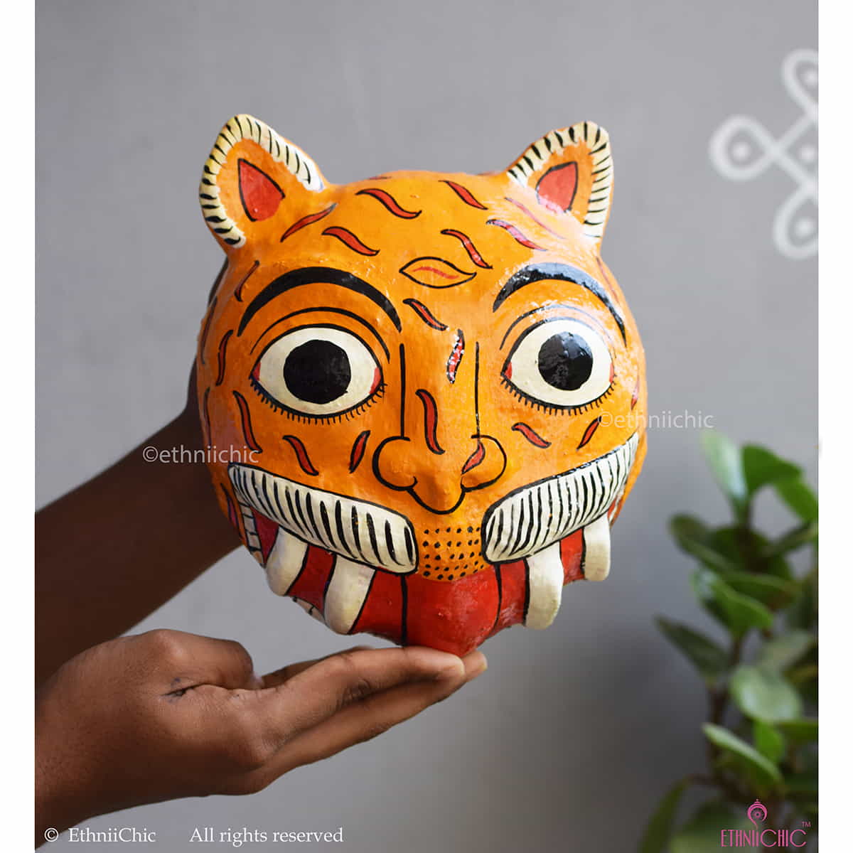 Tiger Cheriyal Mask - 9" image 1