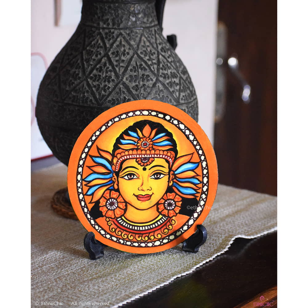 Hand painted Kerala Mural Wall Plate - 10" image 0