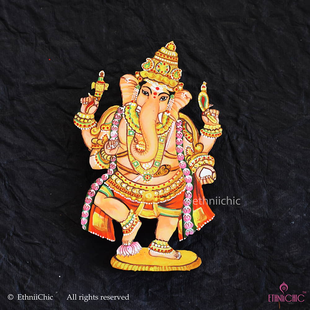 Hand Painted Tanjore Ganesha 1 Cut out image 0
