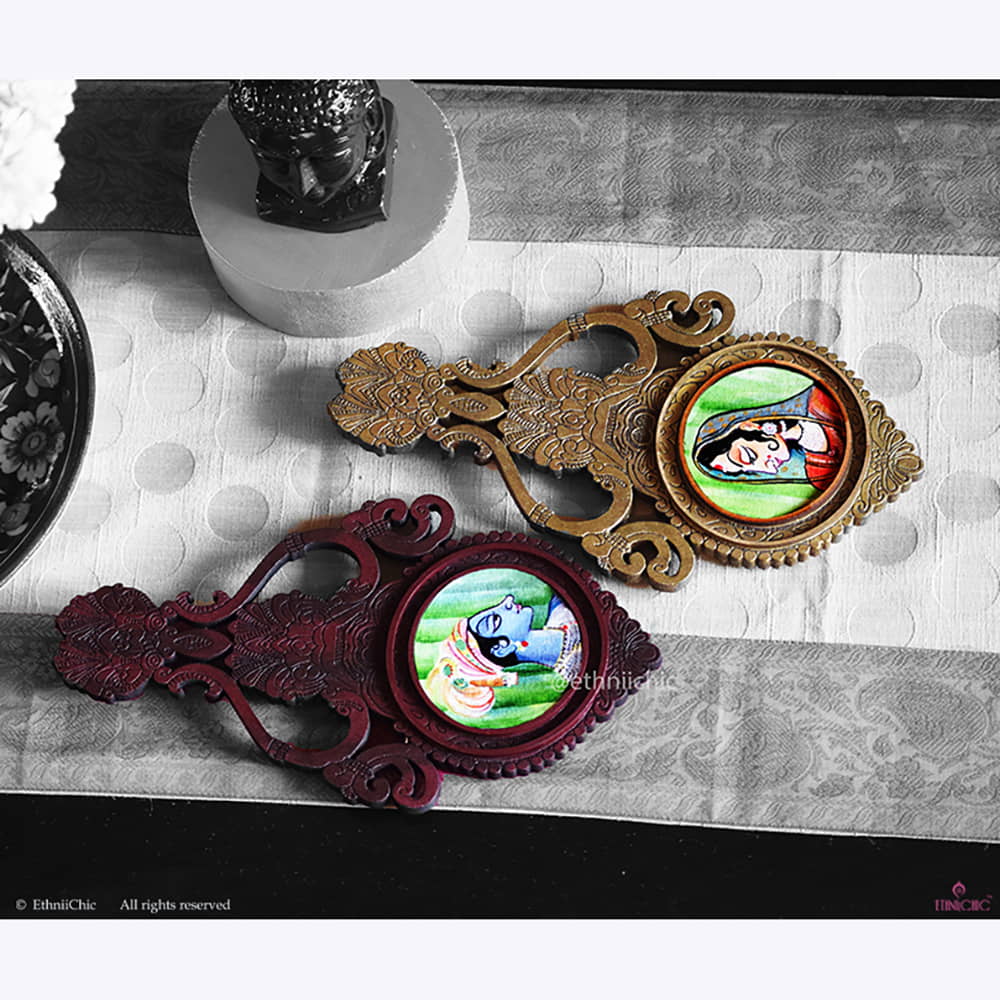 Wooden Aaranmula Wall Frame- Raja Rani - set of 2 image 1